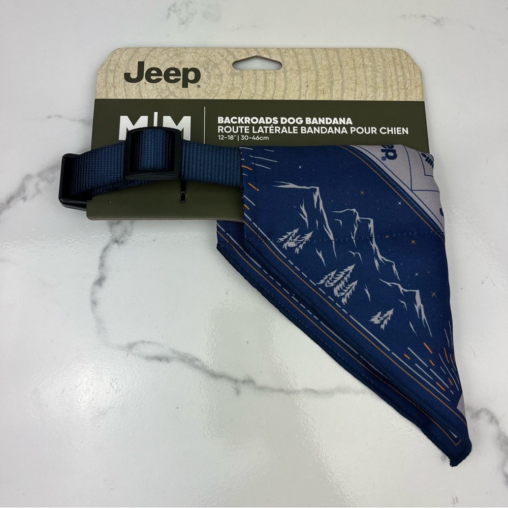 Jeep Backroads Dog Bandana Collar Navy Blue Size Medium